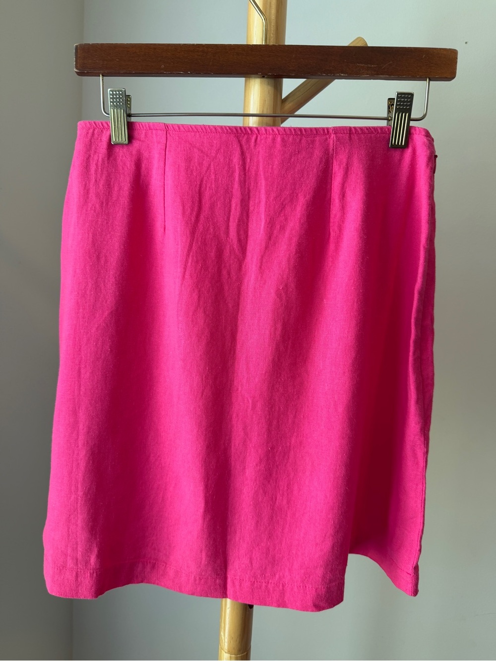 Hot Pink Linen Blend Mini Skirt NEW Size Small Side Zip Preppy